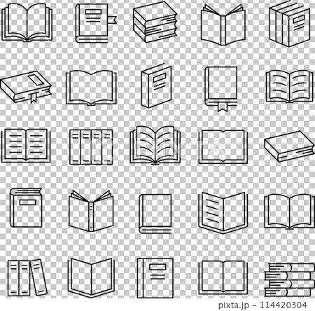 色々な本に関する線画アイコンセット 114420304