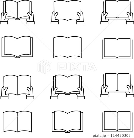本を持つ手のシンプルアイコンセット 114420305