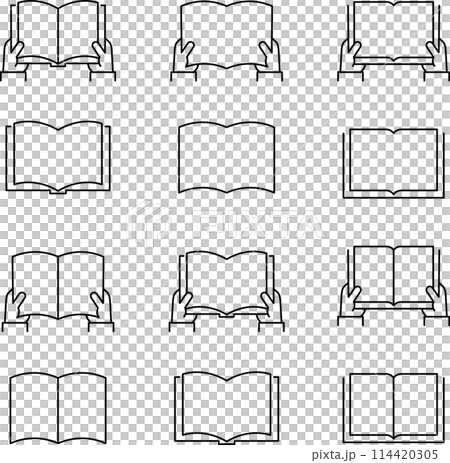 本を持つ手のシンプルアイコンセット 114420305