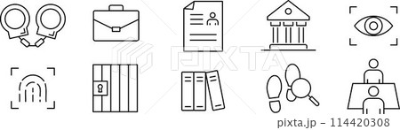 警察に関する線画アイコンセット 114420308