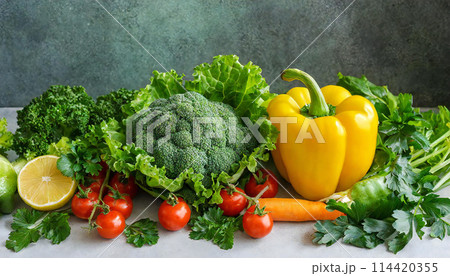 ほうれん草　かぼちゃ　人参　トマト　パセリ　ほうれんそう　パプリカ　緑黄色野菜 114420355