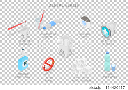 3D Isometric Flat Conceptual Illustration of Dental Health, Dentistry or Teeth Care 3D Isometric Flat Conceptual Illustration of Dental Health, Dentistry or Teeth Care 114420417