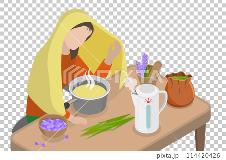 3D Isometric Flat Conceptual Illustration of Self-medicating , Traditional Medicine 3D Isometric Flat Conceptual Illustration of Self-medicating , Traditional Medicine 114420426