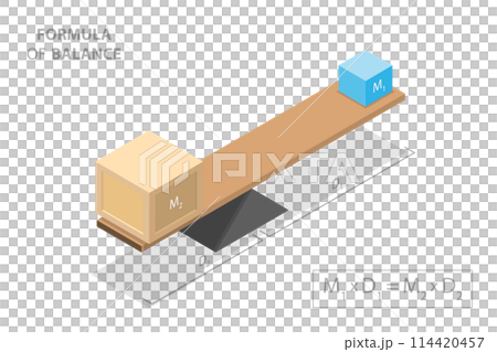 3D Isometric Flat Conceptual Illustration of Formula Of Balance, Machines by Archimedes 3D Isometric Flat Conceptual Illustration of Formula Of Balance, Machines by Archimedes 114420457