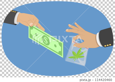 3D Isometric Flat  Conceptual Illustration of Marijuana Sale, Distribution of Hemp Products 114420460