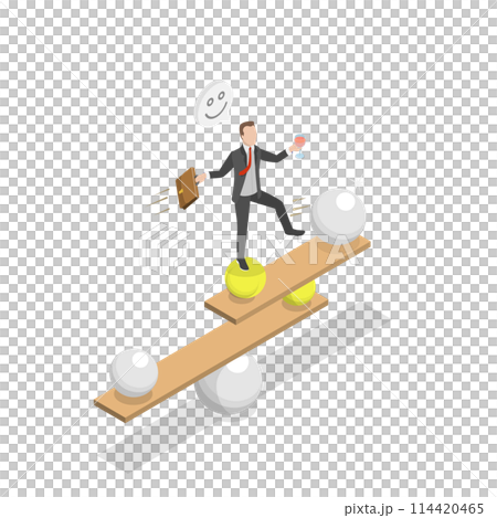 3D Isometric Flat Conceptual Illustration of Work Life Balance, Time Management and Productivity 3D Isometric Flat Conceptual Illustration of Work Life Balance, Time Management and Productivity 114420465