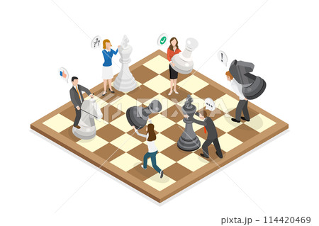 3D Isometric Flat Conceptual Illustration of Strategic Chess, Business Leadership 3D Isometric Flat Conceptual Illustration of Strategic Chess, Business Leadership 114420469