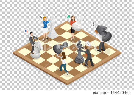 3D Isometric Flat Conceptual Illustration of Strategic Chess, Business Leadership 3D Isometric Flat Conceptual Illustration of Strategic Chess, Business Leadership 114420469
