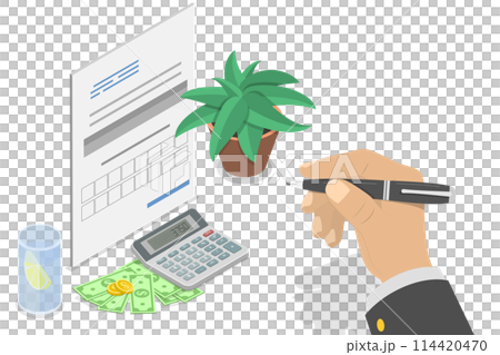 3D Isometric Flat Conceptual Illustration of VAT Payment Calculation, Financial Charge 3D Isometric Flat Conceptual Illustration of VAT Payment Calculation, Financial Charge 114420470