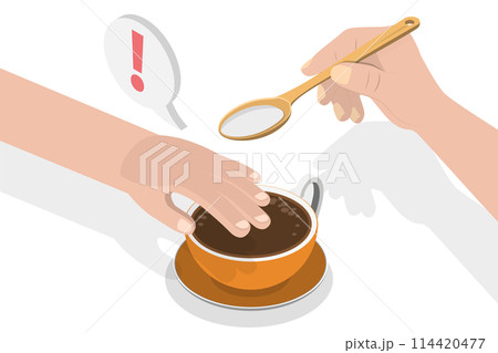 3D Isometric Flat Conceptual Illustration of Sugar Control, Healthy Lifestyle 3D Isometric Flat Conceptual Illustration of Sugar Control, Healthy Lifestyle 114420477