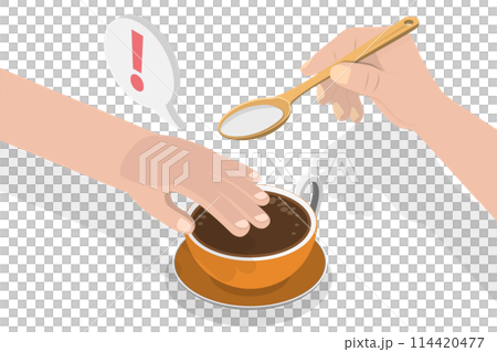 3D Isometric Flat Conceptual Illustration of Sugar Control, Healthy Lifestyle 3D Isometric Flat Conceptual Illustration of Sugar Control, Healthy Lifestyle 114420477