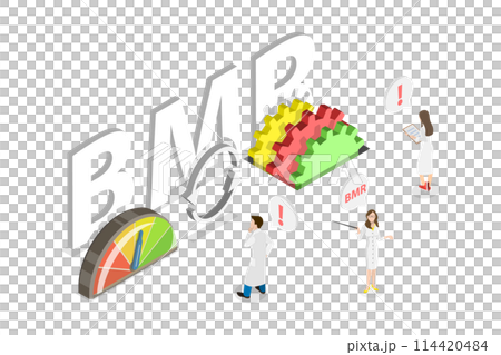 3D Isometric Flat Conceptual Illustration of BMR, Basal Metabolic Rate 3D Isometric Flat Conceptual Illustration of BMR, Basal Metabolic Rate 114420484