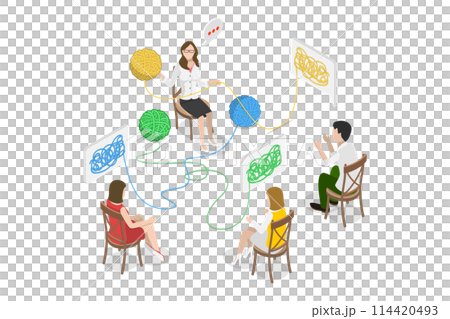 3D Isometric Flat Conceptual Illustration of Solving Interpersonal Problems, Group Psychotherapy 3D Isometric Flat Conceptual Illustration of Solving Interpersonal Problems, Group Psychotherapy 114420493