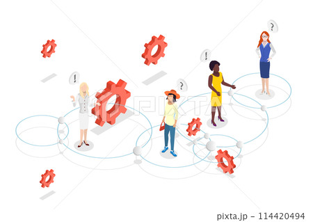 3D Isometric Flat  Conceptual Illustration of Sociology, Human Behavior Study 114420494