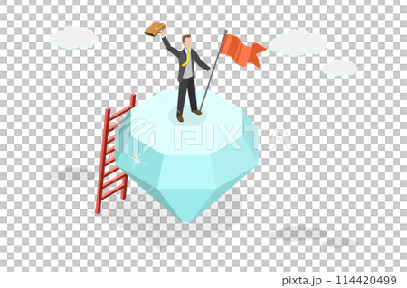 3D Isometric Flat  Conceptual Illustration of Value Proposition, Profitable Marketing for Customers to Purchase Products and Services 114420499