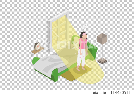 3D Isometric Flat  Conceptual Illustration of Start Of Day, Low Energy in the Morning 114420511
