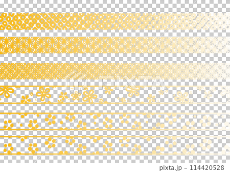 Hand-drawn Japanese-style decorative border set 114420528