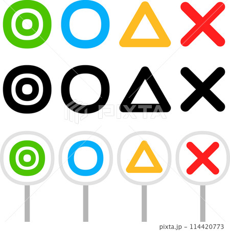 二重丸、丸、三角、バツのアイコンセット 114420773