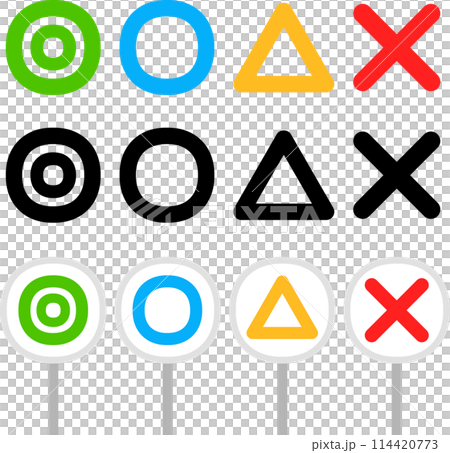 二重丸、丸、三角、バツのアイコンセット 114420773