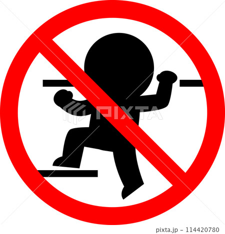登ることを禁じるマーク、ピクトグラム 登ることを禁じるマーク、ピクトグラム 114420780