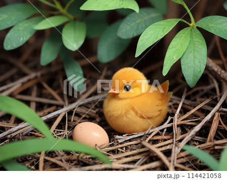 可愛いヒヨコと卵 [AI生成・プロ仕上げ] 114421058