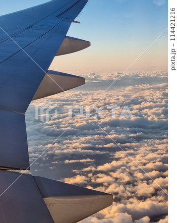 View skyscape from window Airplane go to japan 114421216
