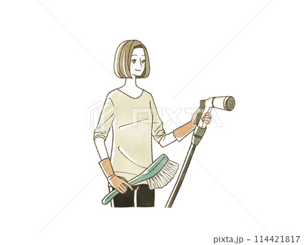 散水ホースを持っている女性 114421817