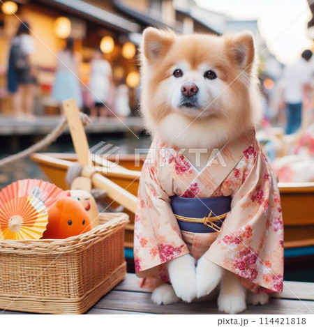 着物を着た犬 114421818