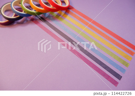 カラフルなマスキングテープ、レインボーカラー 114422726