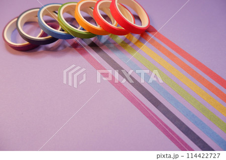 カラフルなマスキングテープ、レインボーカラー 114422727
