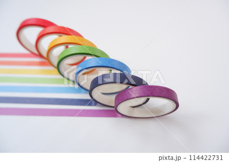 カラフルなマスキングテープ、レインボーカラー 114422731