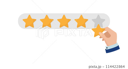 Businessman hand giving five star rating. 114422864