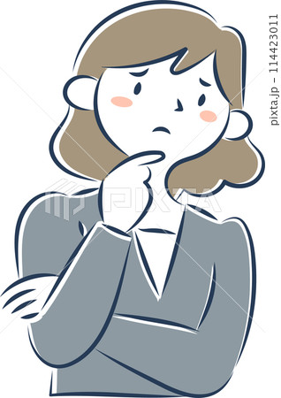 悩んでいる女性の上半身 悩んでいる女性の上半身 114423011