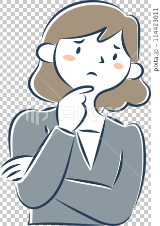 一個擔心的女人的上半身 114423011