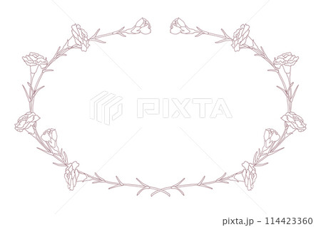 線画のカーネーションのベクターイラスト楕円形フレーム 線画のカーネーションのベクターイラスト楕円形フレーム 114423360