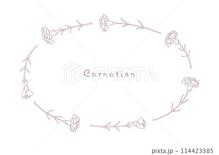 線画のカーネーションのベクターイラスト楕円形フレーム 線画のカーネーションのベクターイラスト楕円形フレーム 114423385