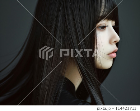 美しい黒髪の女性 美しい黒髪の女性 114423713