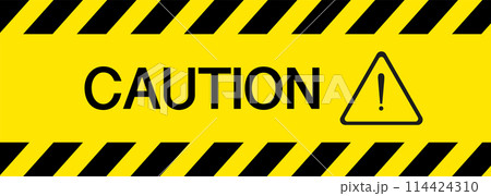 Caution. Caution signs. Caution yellow sign. Hazard warning sign. . 114424310