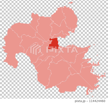 分割できる大分県地図 別府市強調 分割できる大分県地図 別府市強調 114424460
