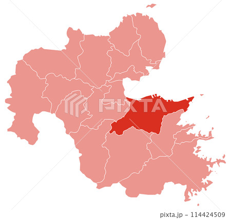 分割できる大分県地図　大分市強調 114424509