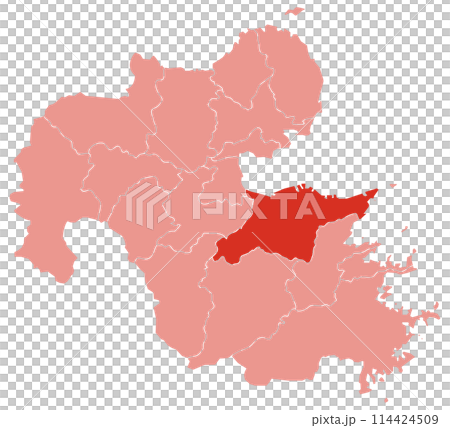 分割できる大分県地図　大分市強調 114424509