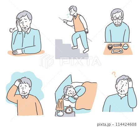 シニア男性の様々な体調不良 シニア男性の様々な体調不良 114424608