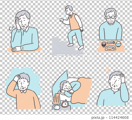 シニア男性の様々な体調不良 シニア男性の様々な体調不良 114424608