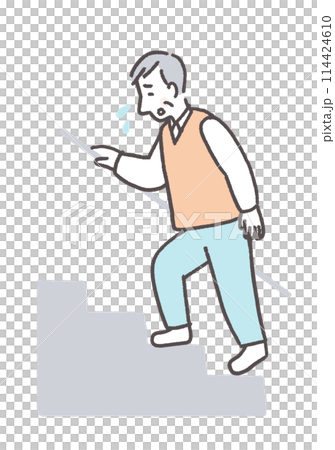 階段を登るシニア男性 114424610