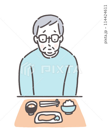 食欲がない高齢者のイラスト 食欲がない高齢者のイラスト 114424611