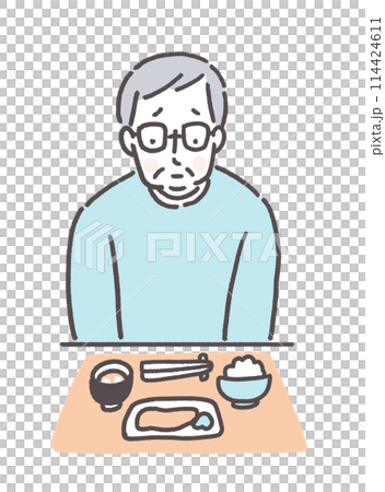 食欲がない高齢者のイラスト 食欲がない高齢者のイラスト 114424611