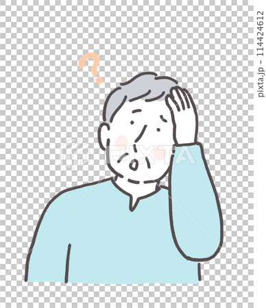 Senior man suffering from forgetfulness Senior man suffering from forgetfulness 114424612