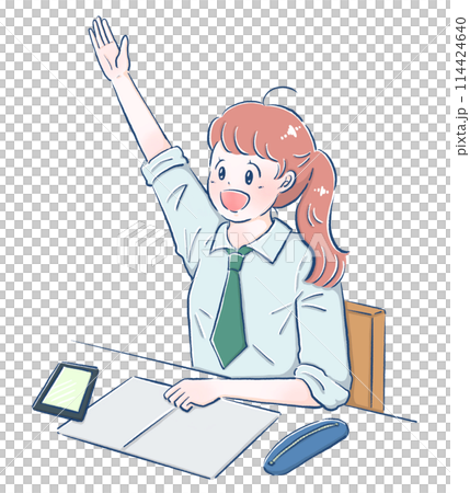 舉她的手的女學生 114424640