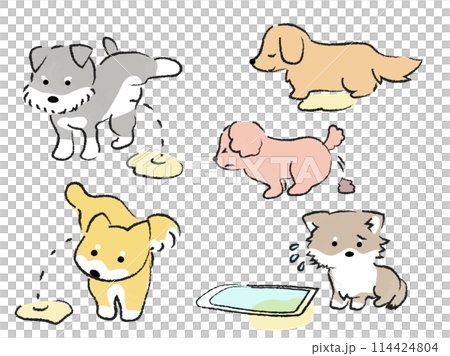 トイレをする犬のイラストセット 114424804