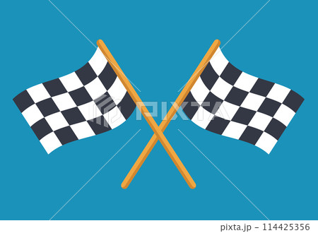 checkered racing flags cross flat 114425356